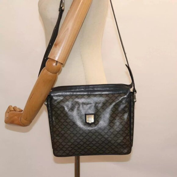 CELINE Macadam Canvas Shoulder Bag Black Auth - Picture 5 of 16